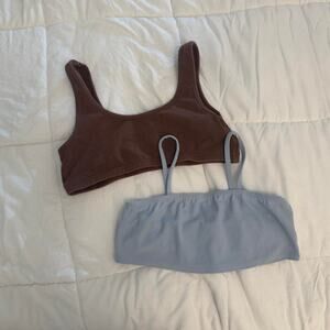 Brown blue bra top